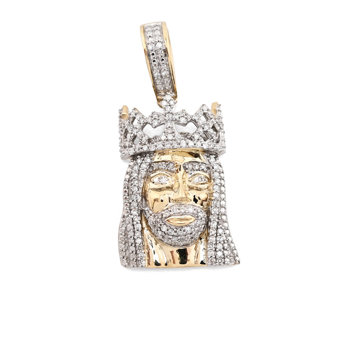 10K Yellow Gold 0.20 CT Natural Diamond Jesus Head Pendant — view 1