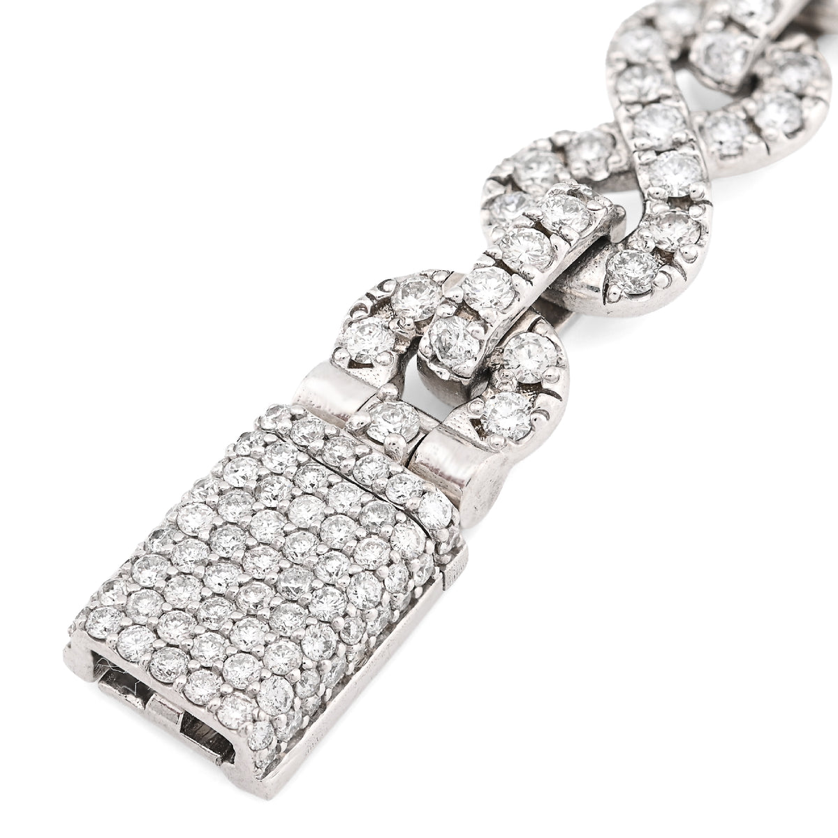10K White Gold 12.5CT Natural Diamond Infinity Link 11MM Men 51.1g Bracelet 8" — view 2