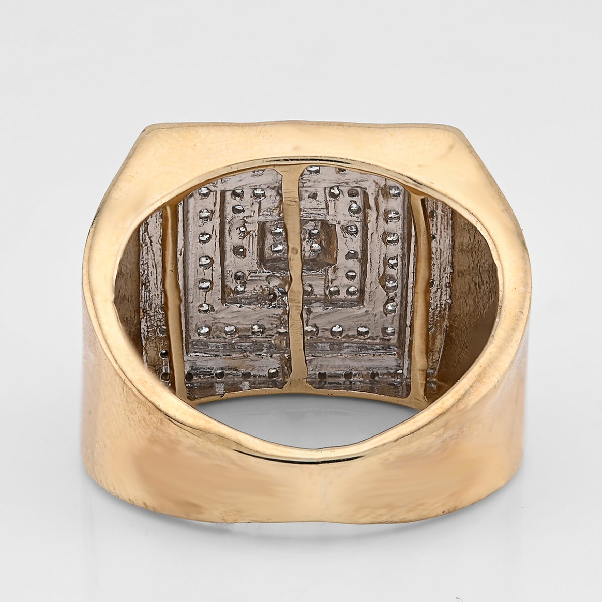10K Yellow Gold 0.69CT Natural Diamond Multi Level Square Shape Men Pinky Ring — view 5