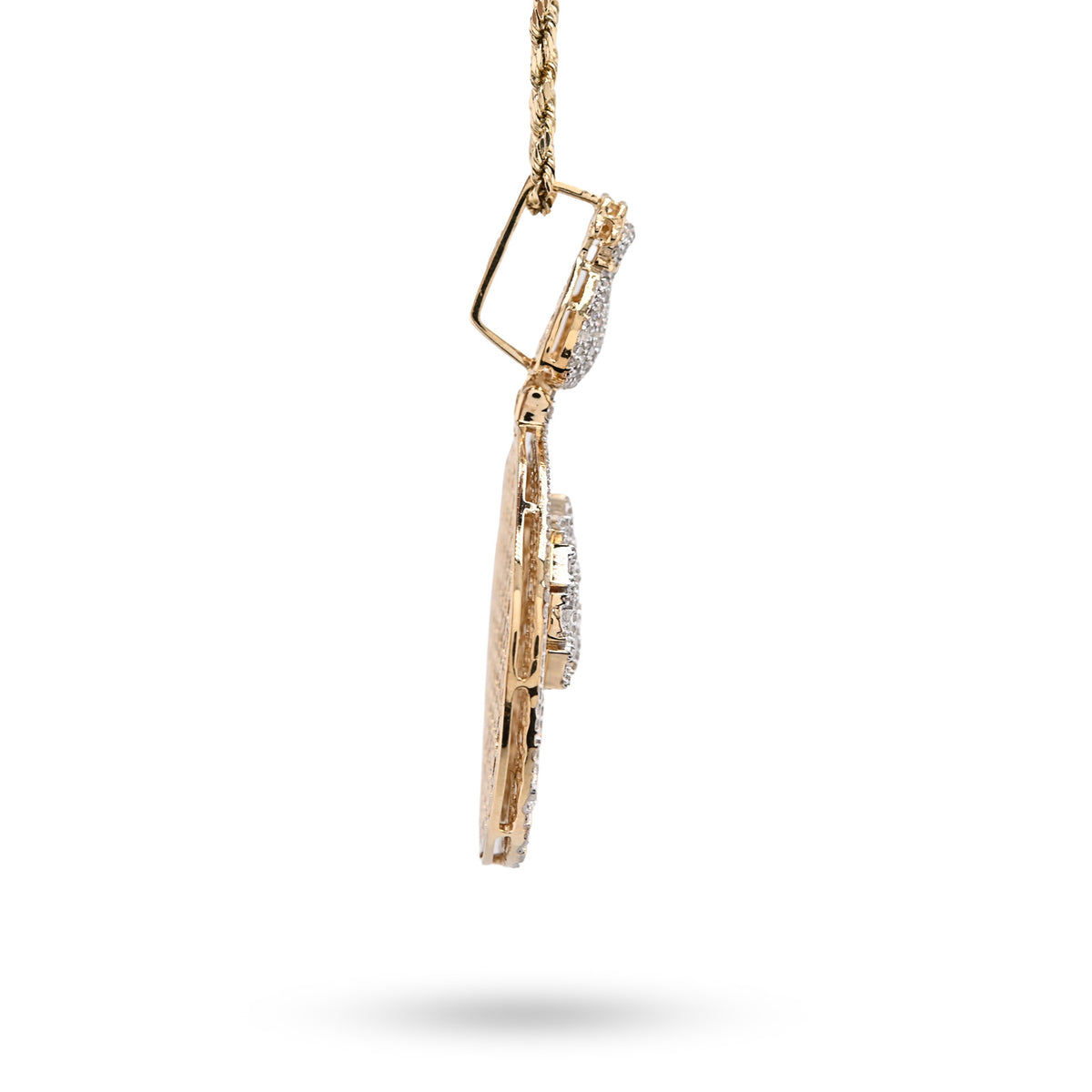 10K yellow Gold 3.50 CT Natural Diamond Round/Baguette "Forever Rich" $ Tree Pendant 15.4 g Charm — view 2