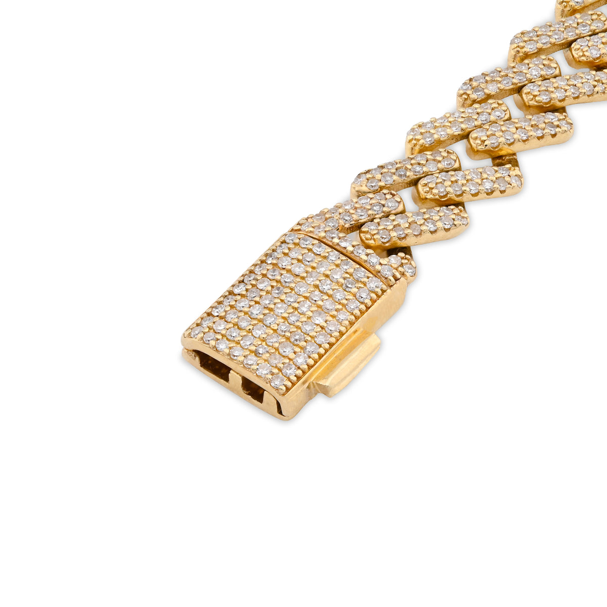 10K Yellow gold 3.45CT Natural Diamond Baguette/Round Butterfly and Cuban Link Bracelet Women 7" — view 2