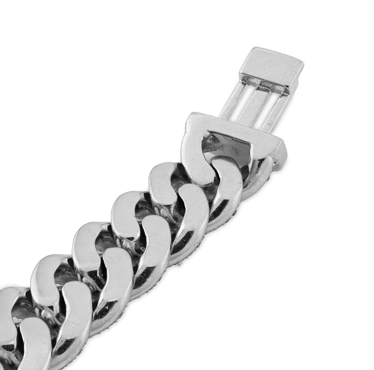 10K White Gold 7.5CT Natural Diamond Round/Baguette 8MM Cuban Link Bracelet 8" 48.8g — view 8