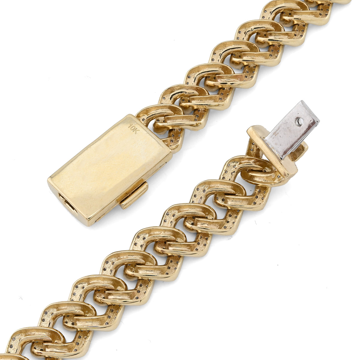 10K Yellow Gold 6.74 CT Natural Diamond 11 MM Cuban Link Chain 18" Men Necklace — view 2