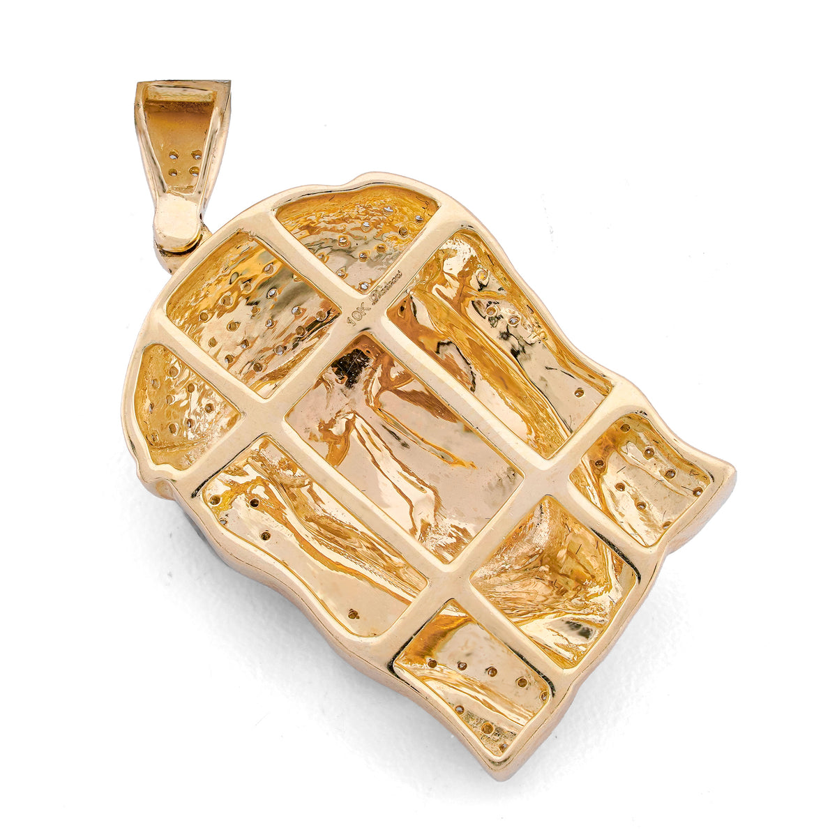 Jesus Head Charm 0.2ct Natural Diamond 10K Gold Men Women Pendant