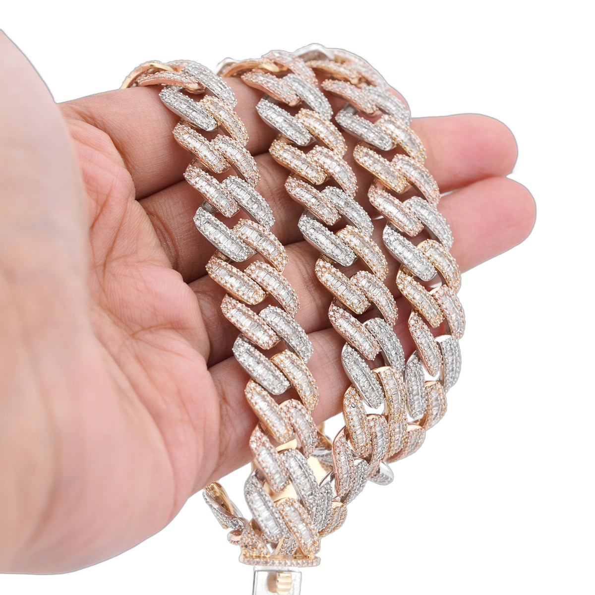 10K Rose Gold 8.60CT Natural Diamond Snake Cuban link Chain 10MM 22" Men Necklace — view 1