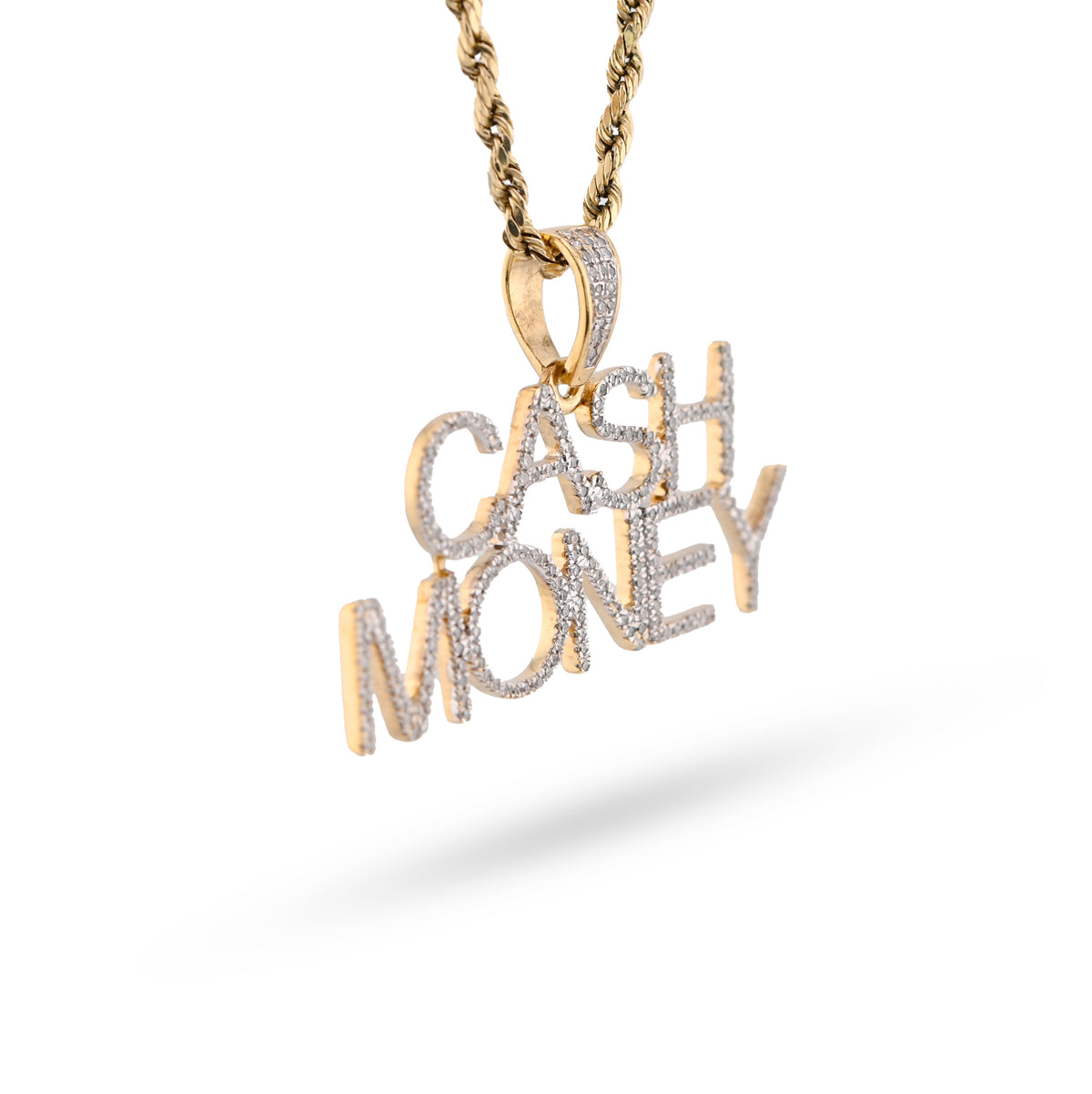 10K Yellow Gold 1CT "CASH MONEY" Natural Diamond Pendant Men Women Custom Charm — view 3