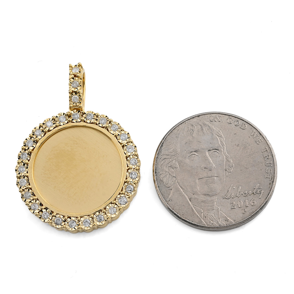 10K Yellow Gold 0.24 CT Natural Diamond Small Memory Picture Pendant Men Women Charm — view 5