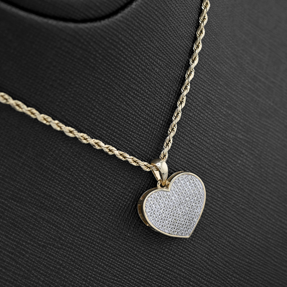 10K yellow Gold 0.45 CT Natural Diamond Heart Pendant Men Women Charm — view 1