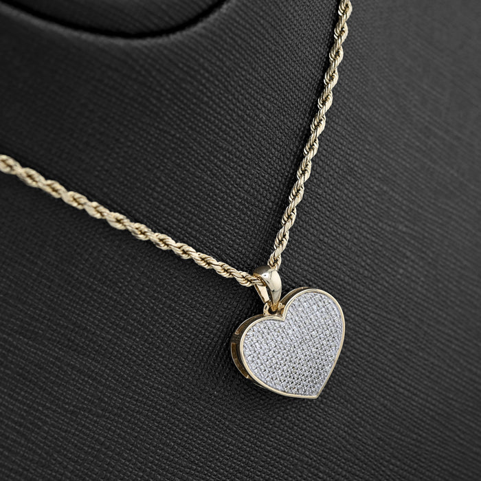 10K yellow Gold 0.45 CT Natural Diamond Heart Pendant Men Women Charm — view 1