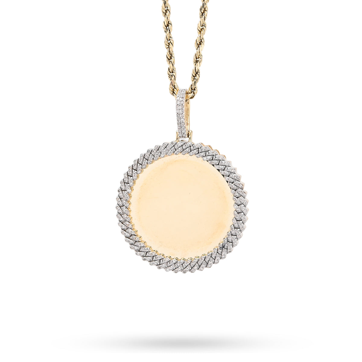 10K yellow Gold 0.25 CT Natural Diamond Memory Picture Pendant Men Women Charm — view 3