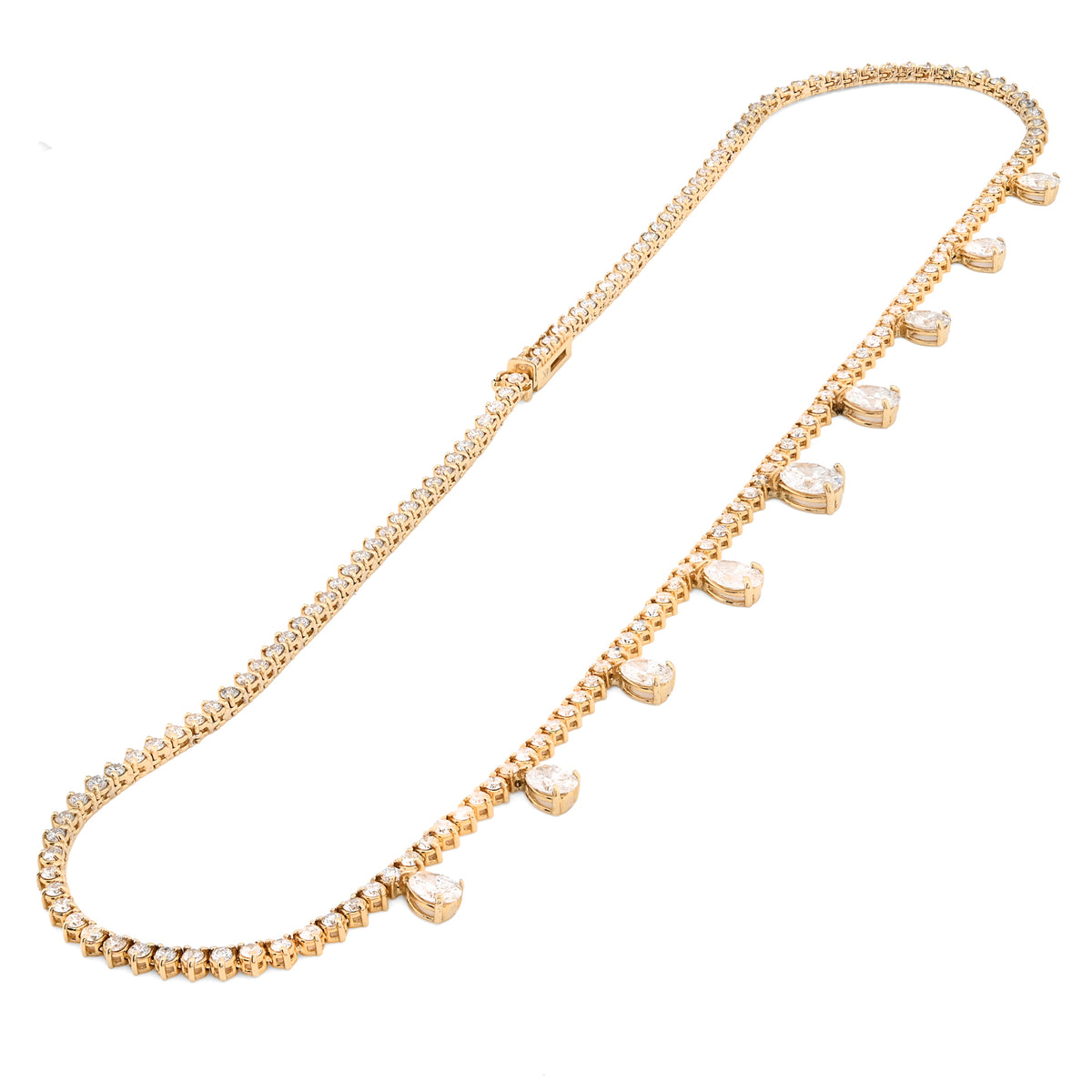14K yellow Gold 9.52 CT Lab Diamond Solitaire Tennis Chain 17" Women 18.8 g Necklace — view 11