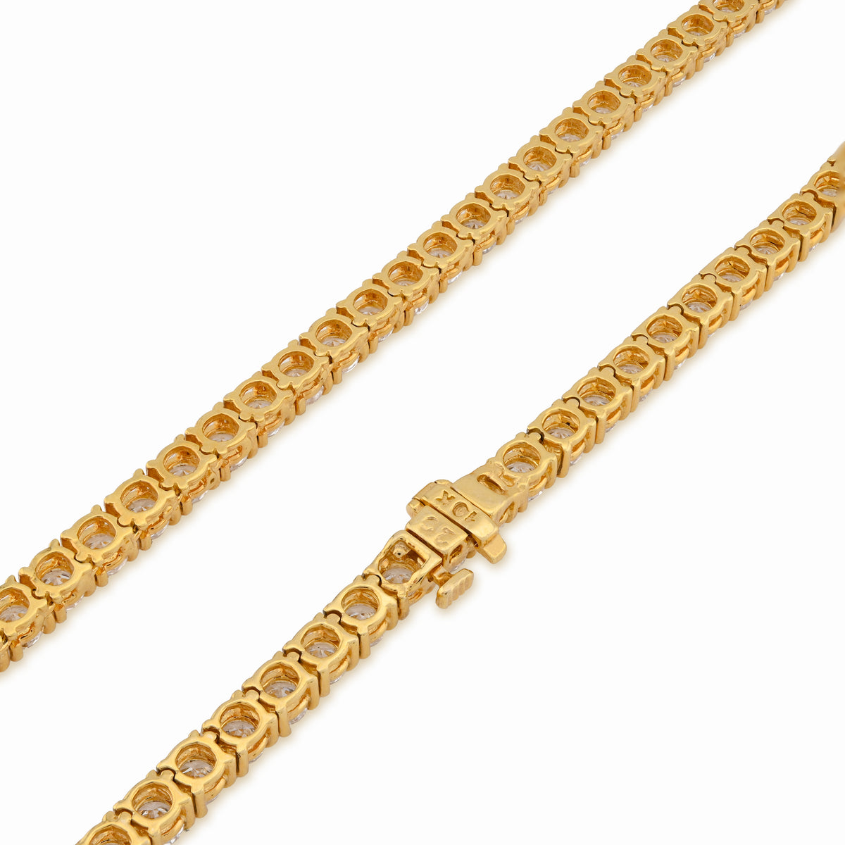 10K Yellow Gold 25.8CT Lab Diamond 25 pointer 22" Tennis Chain 3.5MM Men Women Necklace — view 7