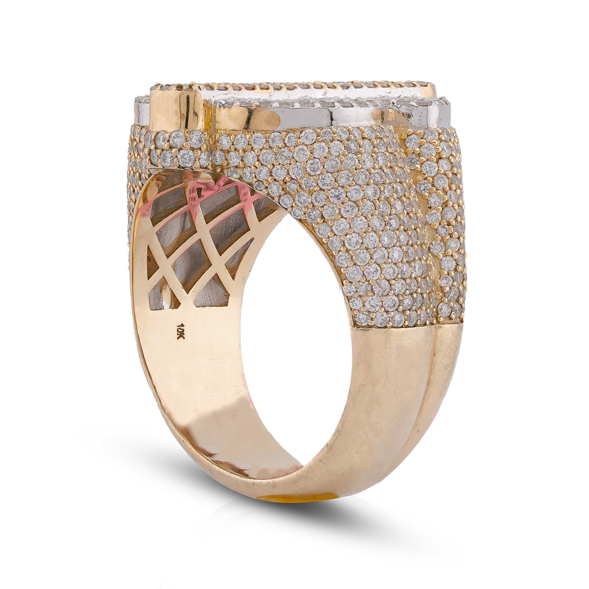 Dollar Sign Ring Baguette/ Round 3.3CT Natural Diamond 10K Gold Men Ring