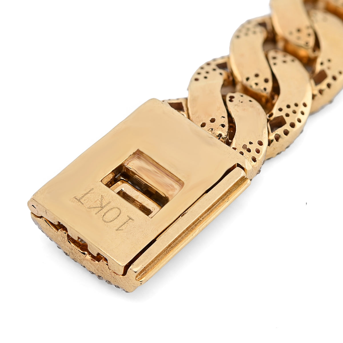 10K yellow Gold 12MM Natural Diamond 6.80CT Round/Baguette Cuban Link Bracelet 8" 40.3g — view 5