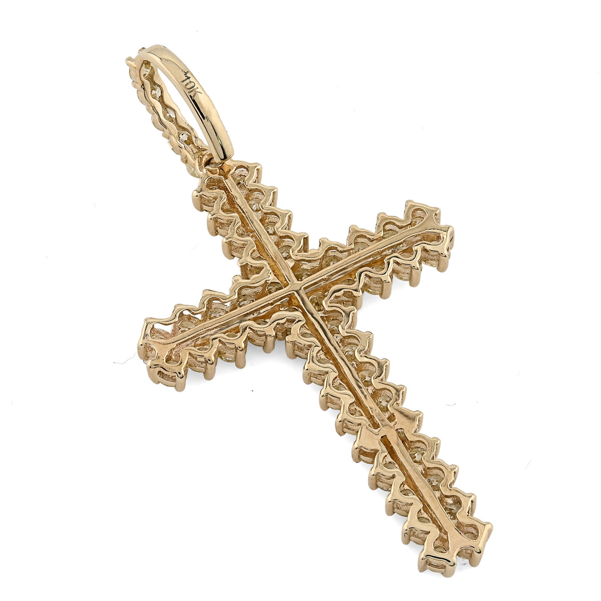 10K yellow Gold 1.2 CT Natural Diamond Religious Cross Pendant Men Women Charm — view 9