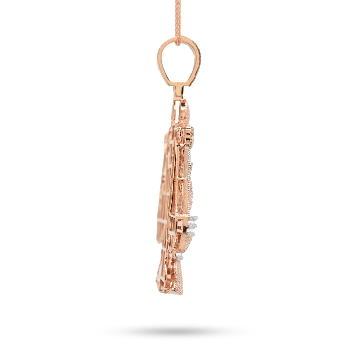 10K Rose Gold 5.17 CT Natural Diamond Libra Scale Pendant Men's Charm — view 2