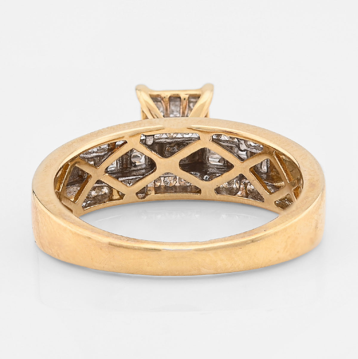 10K Yellow Gold 0.50CT Natural Diamond Rectangular Centre Baguette Women Wedding Ring — view 5