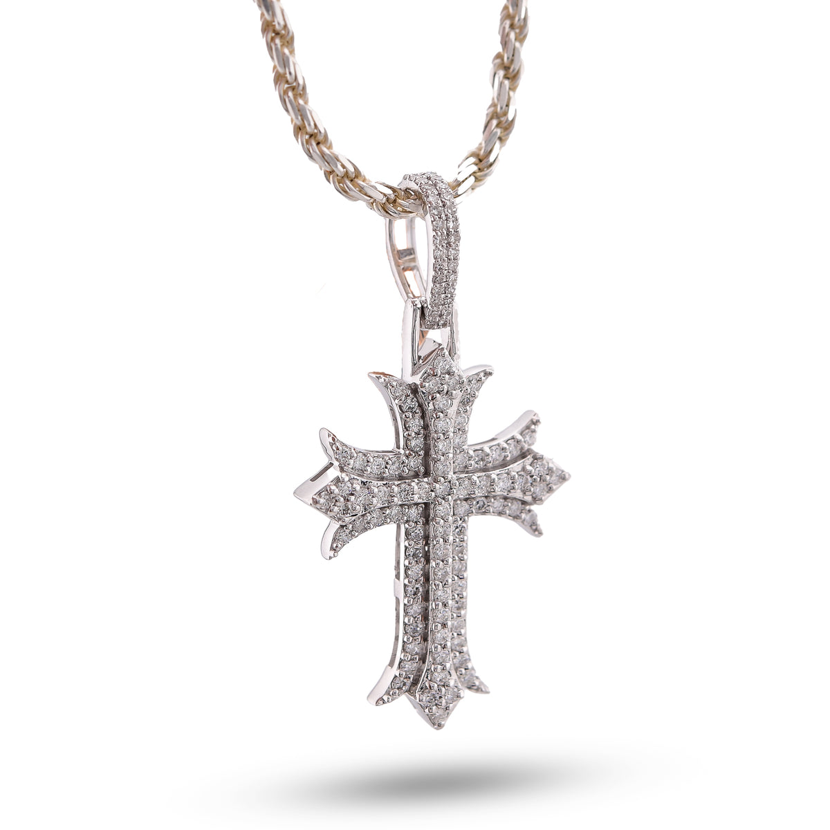 Gothic Style Cross Pendant 1.30CT Lab Diamond 925 Silver Men Women Charm — view 3