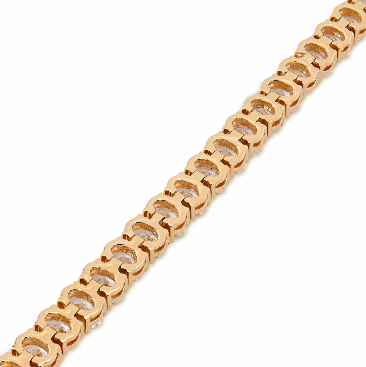 14K Yellow Gold 8.70CT Lab Oval Shape Diamond 7" 10.2g Men Women 4MM Tennis Bracelet — view 6