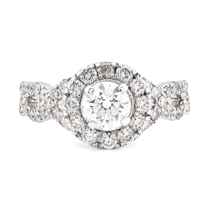14K White Gold Women 2CT Round Solitaire Natural Diamond Infinity link Wedding Ring — view 1