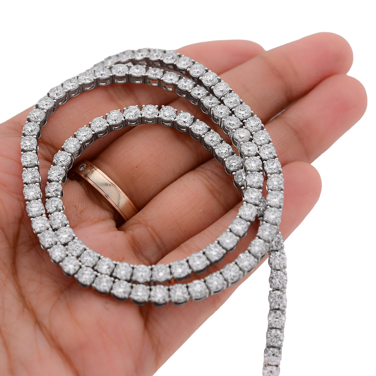 25 Pointer Tennis Chain 22.75CT Lab Diamond 925 Silver 18" men Women Necklace — view 5