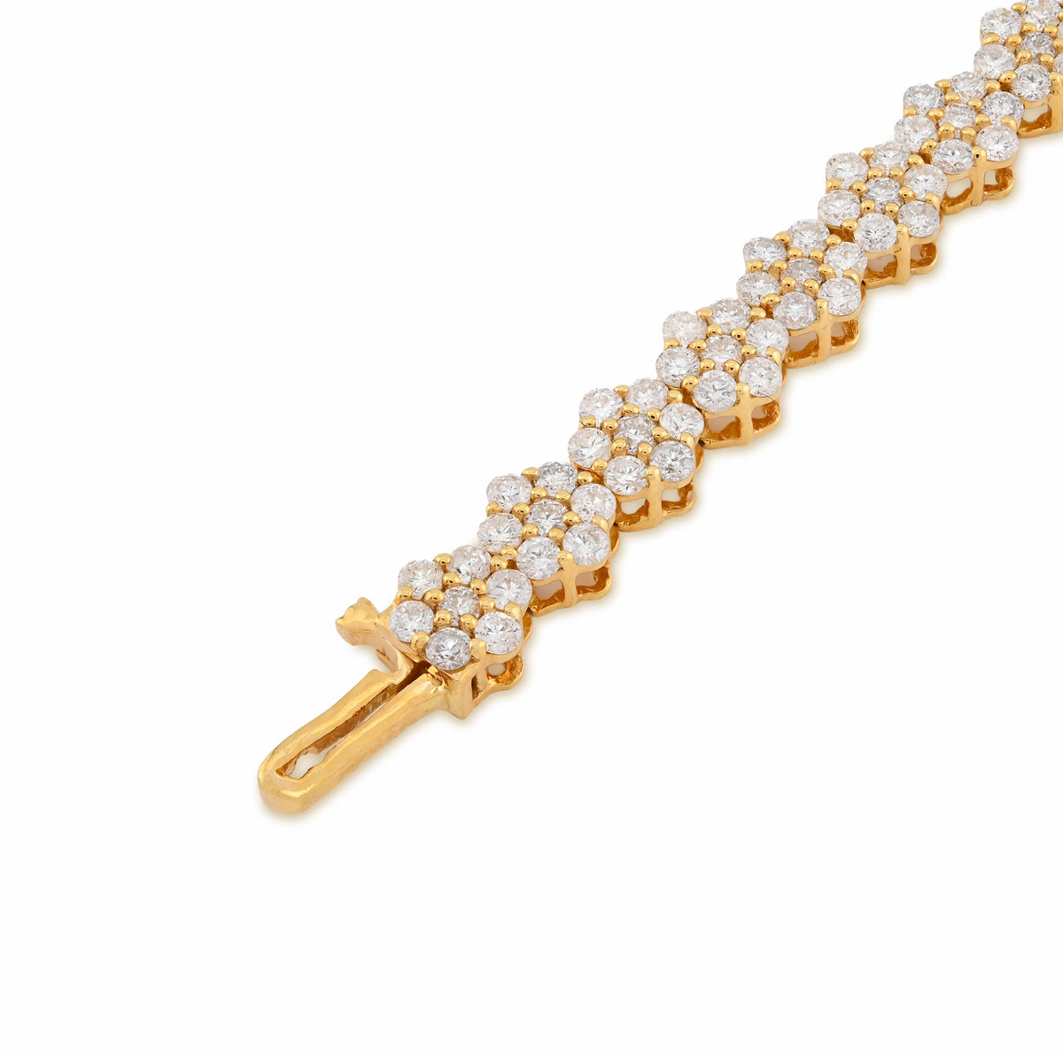 10K Yellow Gold 4CT Natural Diamond Hexagon Shape Cluster Tennis Bracelet 4.4MM 7" Men Women 7.2g  — view 5