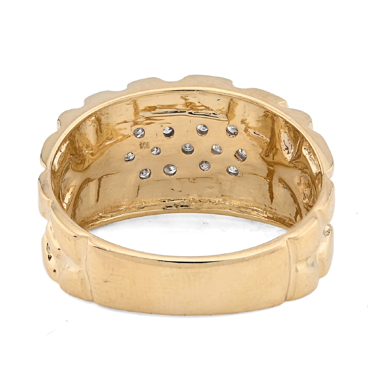 10K Yellow Gold 0.25CT Centre Natural Diamond Men Nugget Ring — view 5