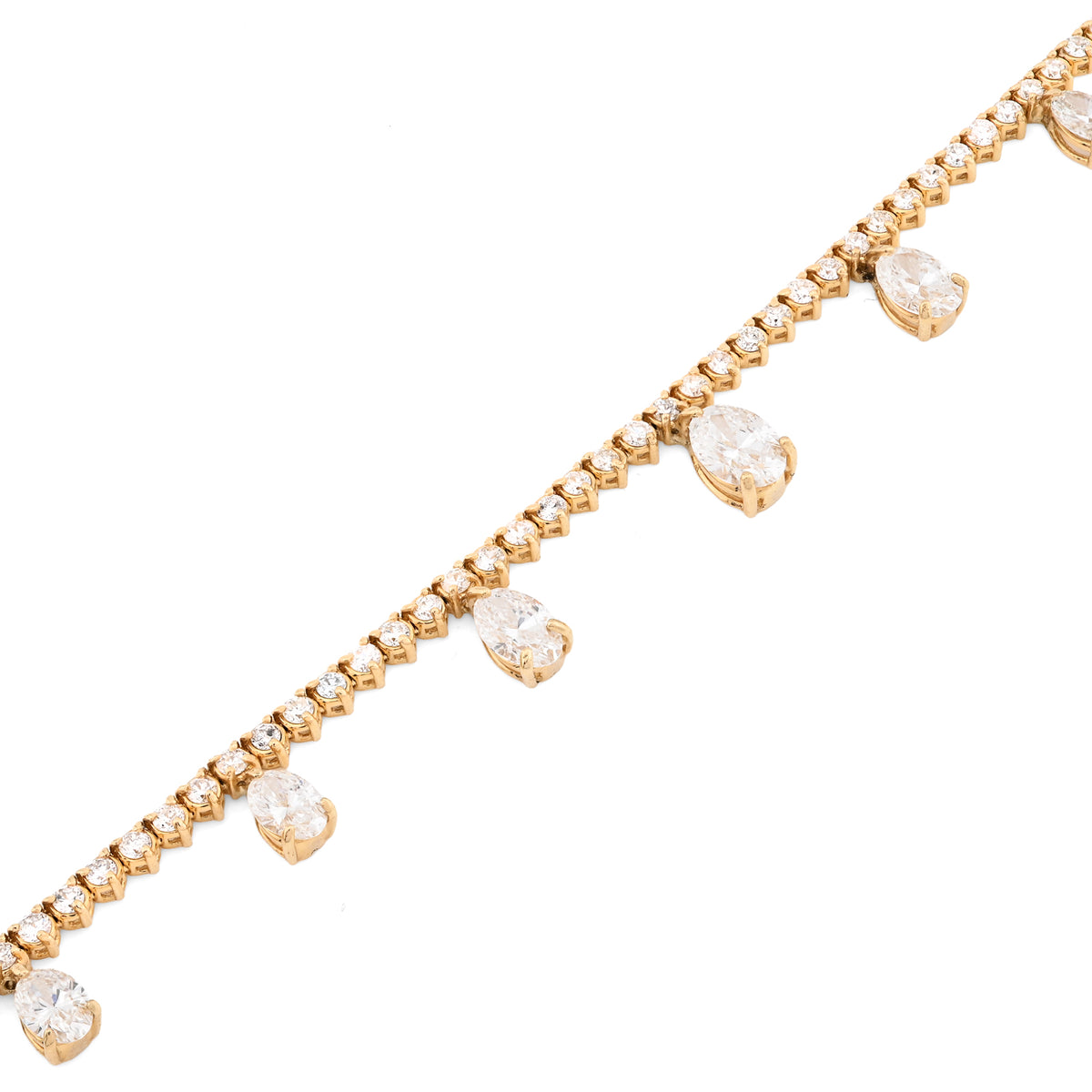 14K yellow Gold 9.52 CT Lab Diamond Solitaire Tennis Chain 17" Women 18.8 g Necklace — view 2