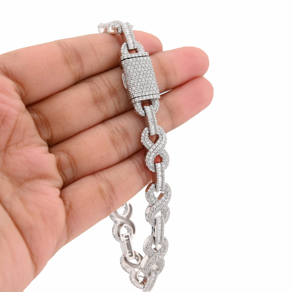 10K White Gold 6.83CT natural Diamond 9MM Infinity Link Bracelet 8" 32.9g — view 8