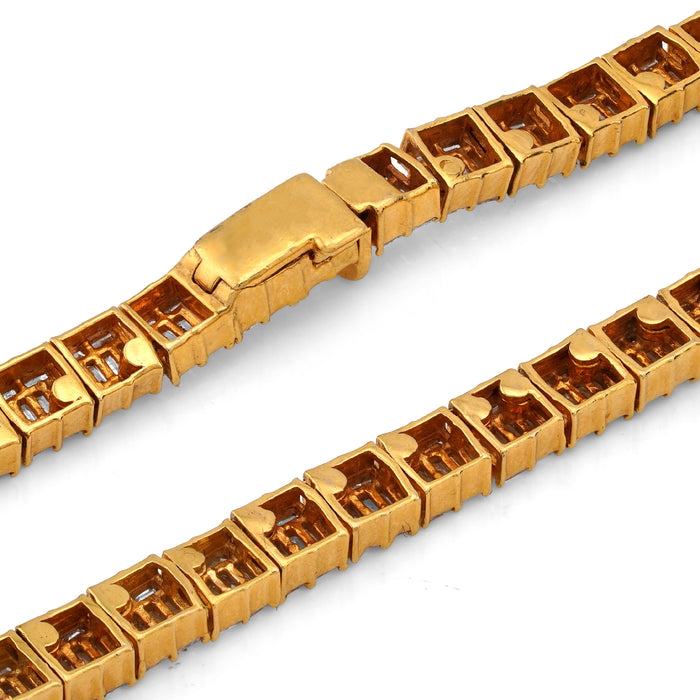 10K Yellow Gold All Baguette Natural Diamond 8CT Tennis Chain 21" Men Necklace — view 1