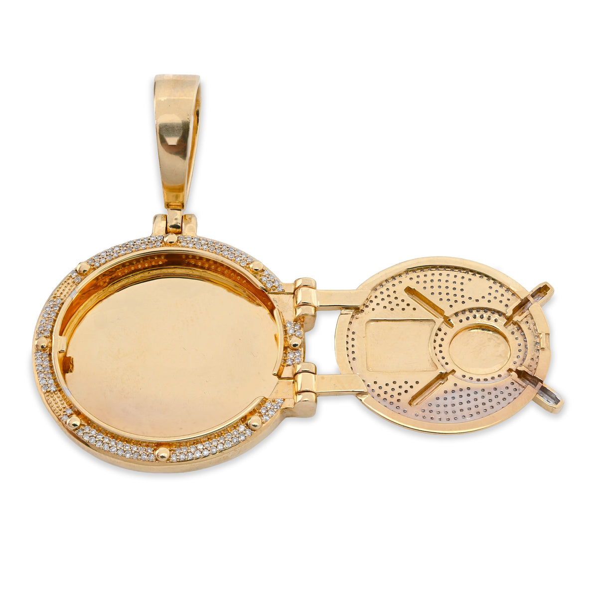 10K Yellow Gold Vault Door Memory Picture Pendant 0.6CT Natural Diamond Men Women Charm — view 4