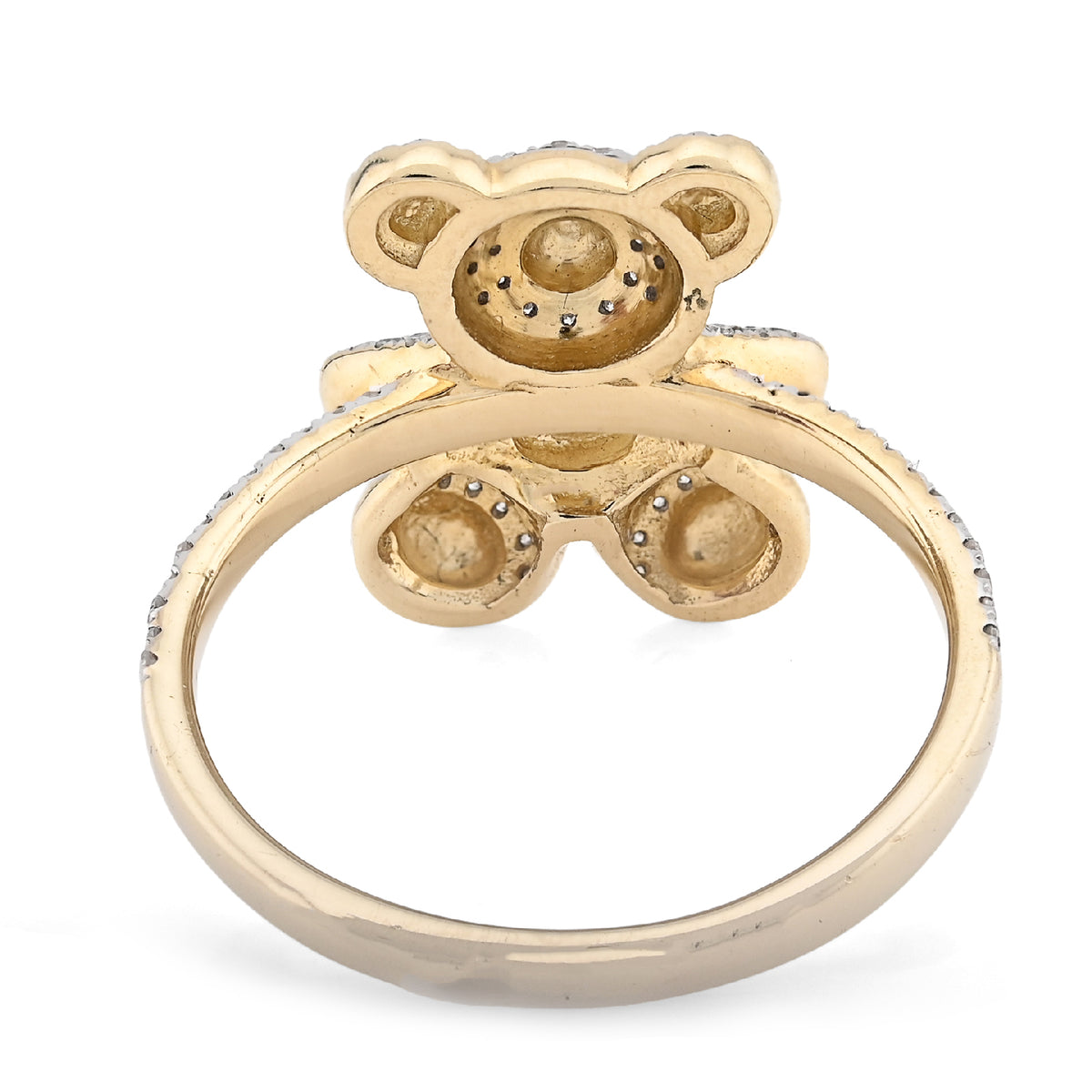 10K 0.31CT Natural Diamond Teddy Bear Women Ring  — view 3