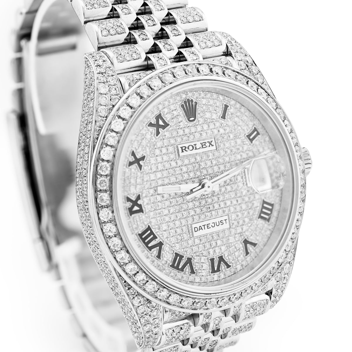 41MM Rolex DJ Natural Diamond 18CT Bussdown Single Row Bezel Roman Dial Jubilee Band — view 8