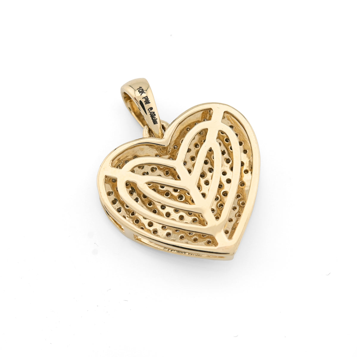 10K yellow Gold 0.45 CT Natural Diamond Heart Pendant Men Women Charm — view 8