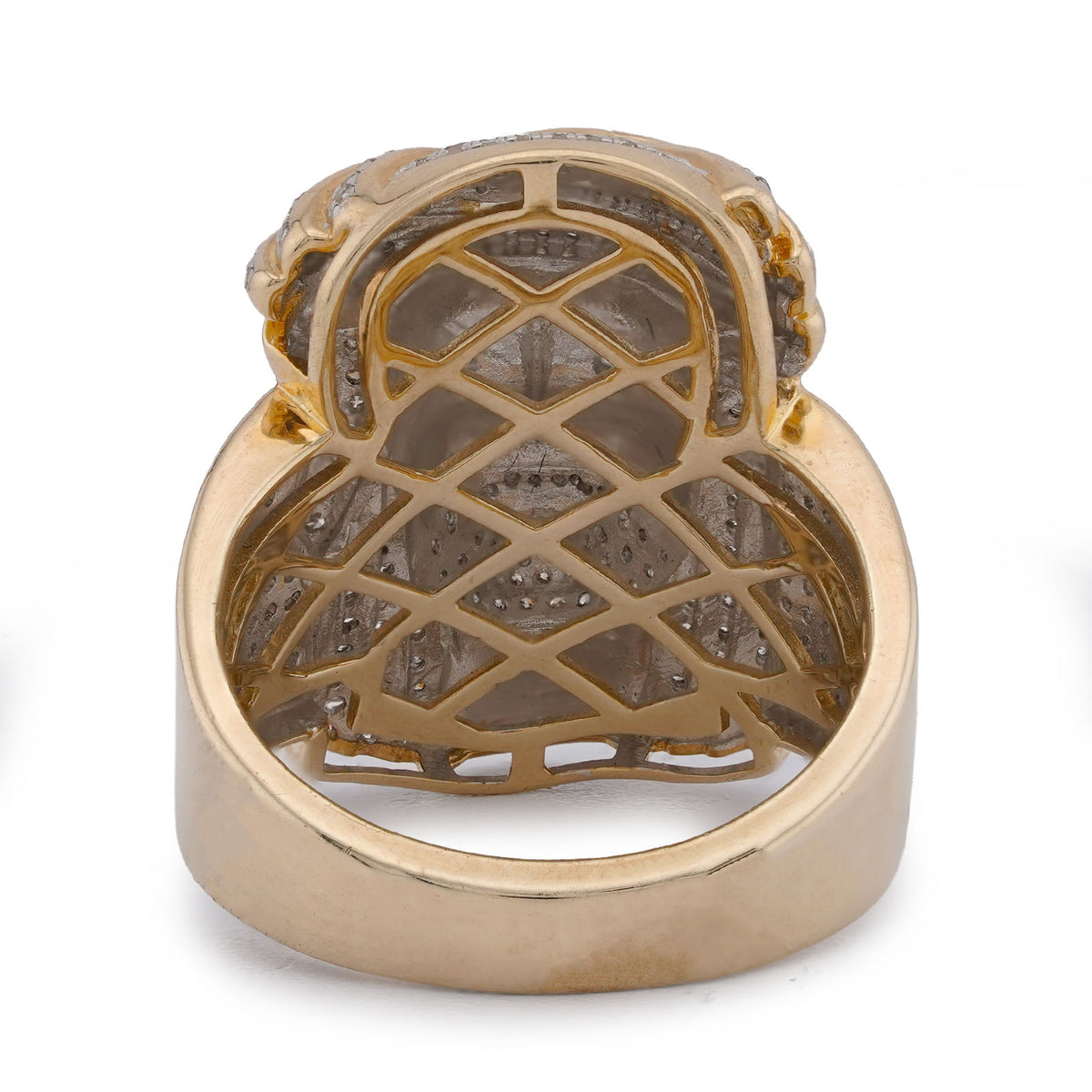 10K Yellow Gold 0.75CT Jesus Head Natural Diamond Men Pinky Ring — view 3
