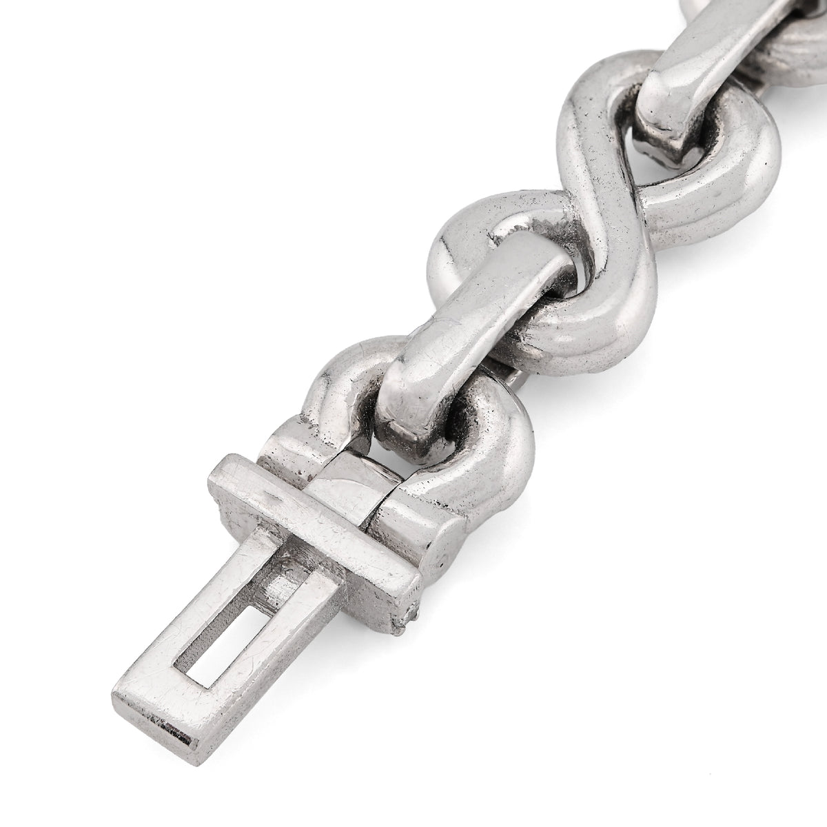 10K White Gold 12.5CT Natural Diamond Infinity Link 11MM Men 51.1g Bracelet 8" — view 7