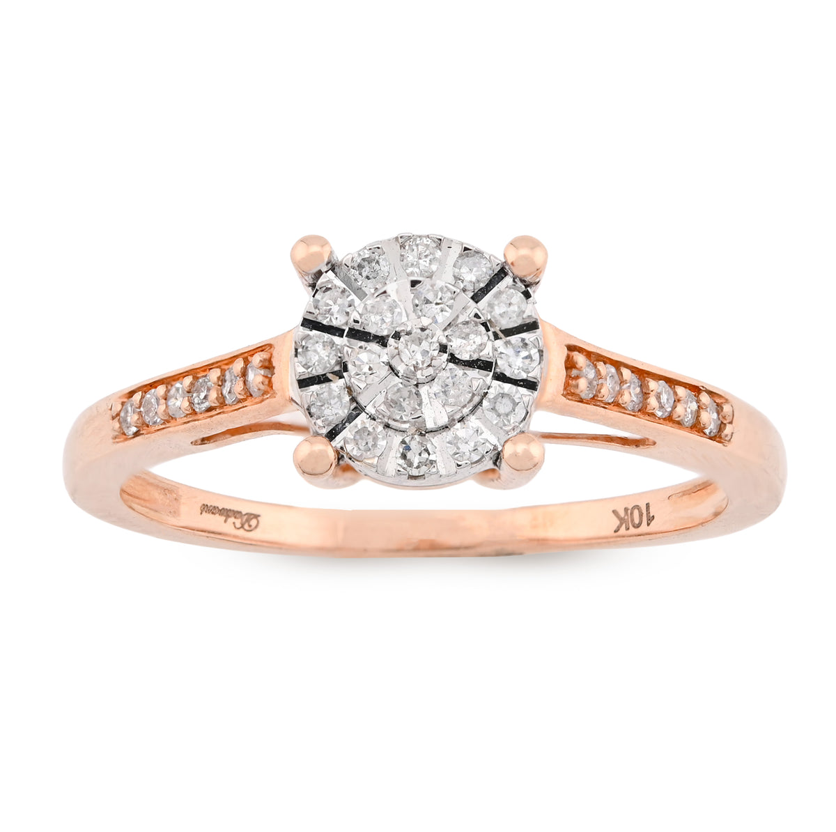 10K Rose Gold 0.18CT Natural Diamond Round Flower Women Ring — view 6