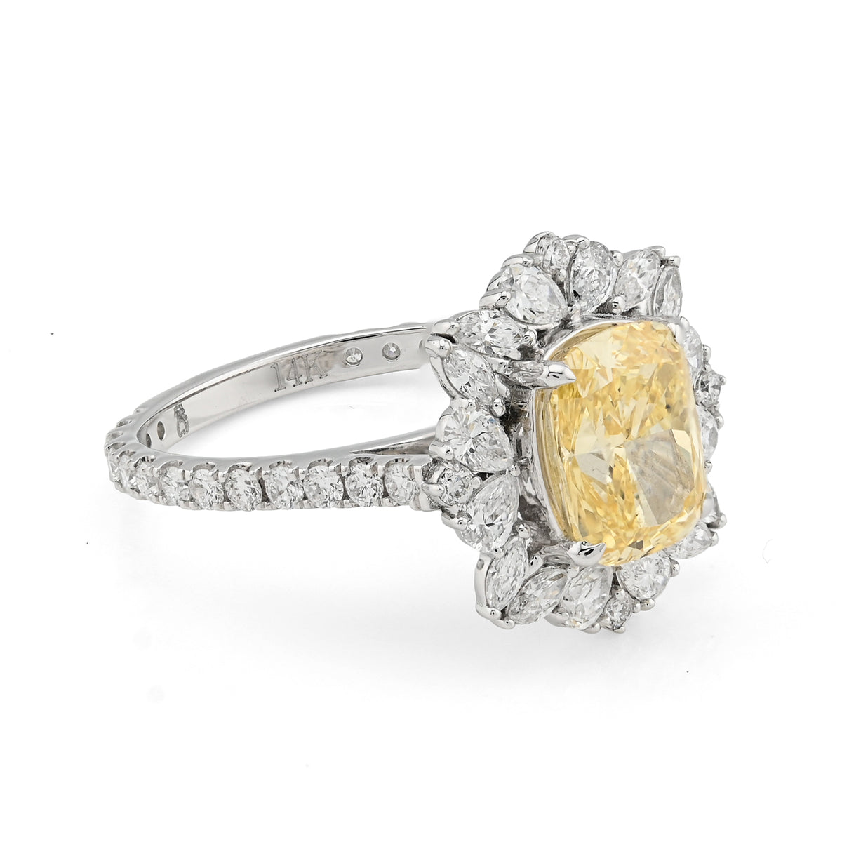 14K White Gold 3.15 CT Lab Diamond Womens Ring — view 2