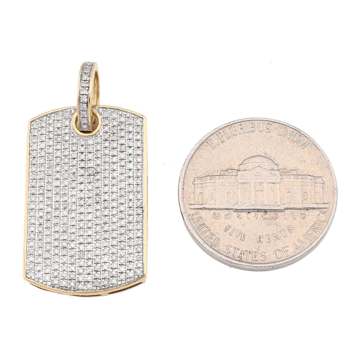 10K Yellow Gold Rectangular 0.65 CT Natural Diamond Charm Men 32.5 MM — view 8