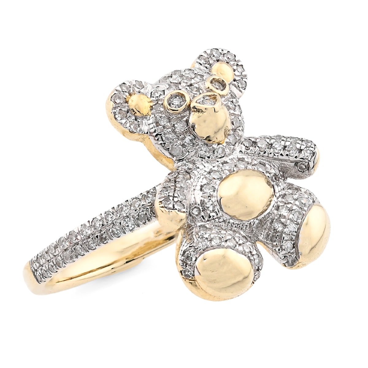 10K 0.31CT Natural Diamond Teddy Bear Women Ring  — view 7
