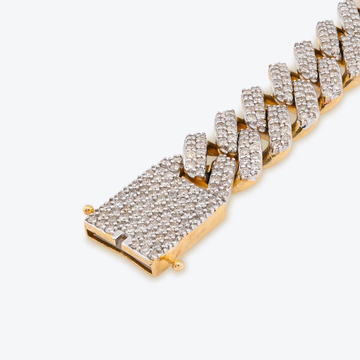 10K Yellow Gold 13CT Natural Diamond 14MM Cuban Link Bracelet 8" Men Women 56.4g — view 8