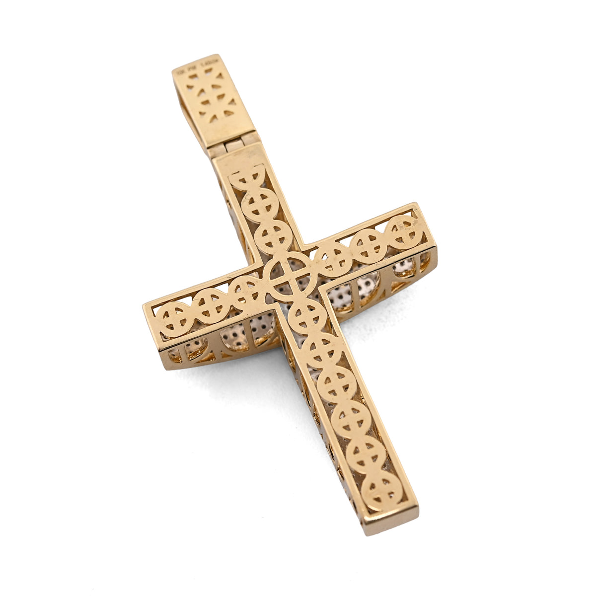 10K Yellow Gold 1.45 CT Natural Diamond Religious Cross Pendant Men Charm — view 7