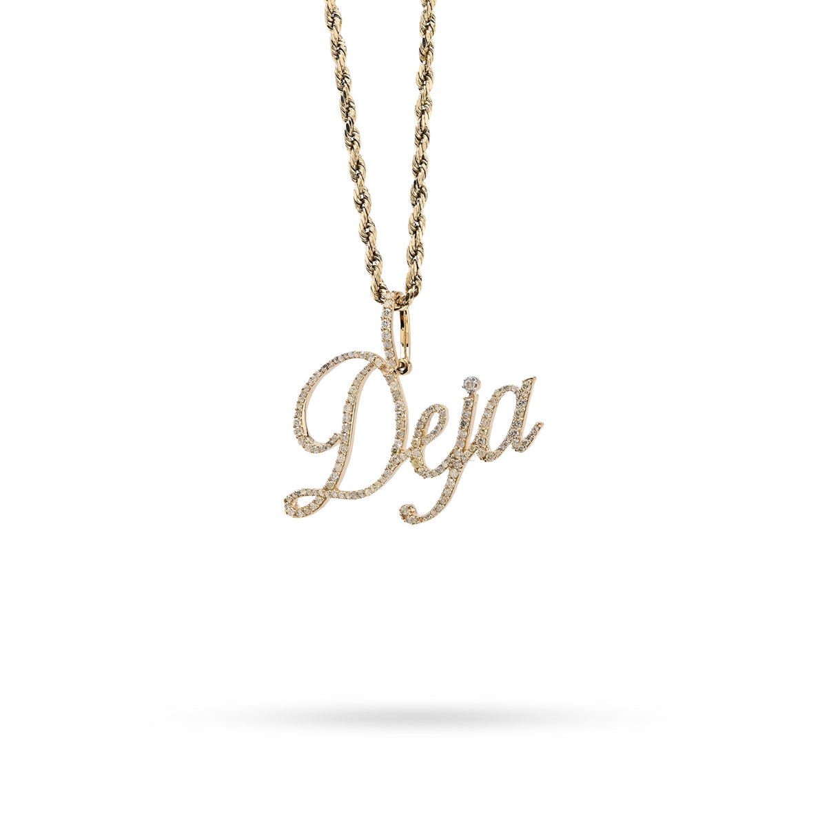10K Yellow Gold 1 CT Natural Diamond "DEJA" Name Pendant 3 g Charm — view 8
