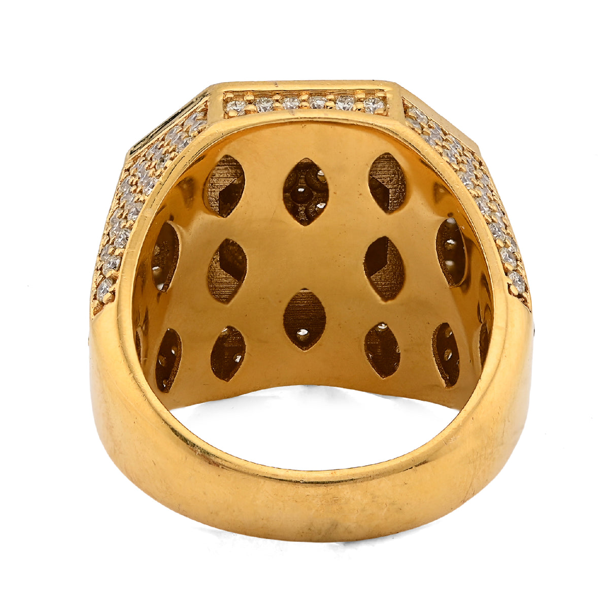 10K Yellow Gold 4.03CT Natural Diamond Octagon Shape Black Centre Men Pinky Ring — view 7