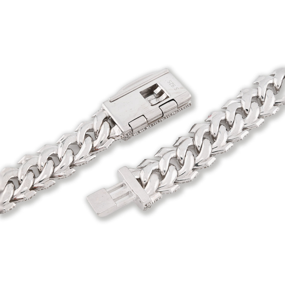925 Sterling Silver 14.83 CT Natural Diamond 12 MM Snake Cuban Link Necklace 18" Men Chain 96.7 g — view 6