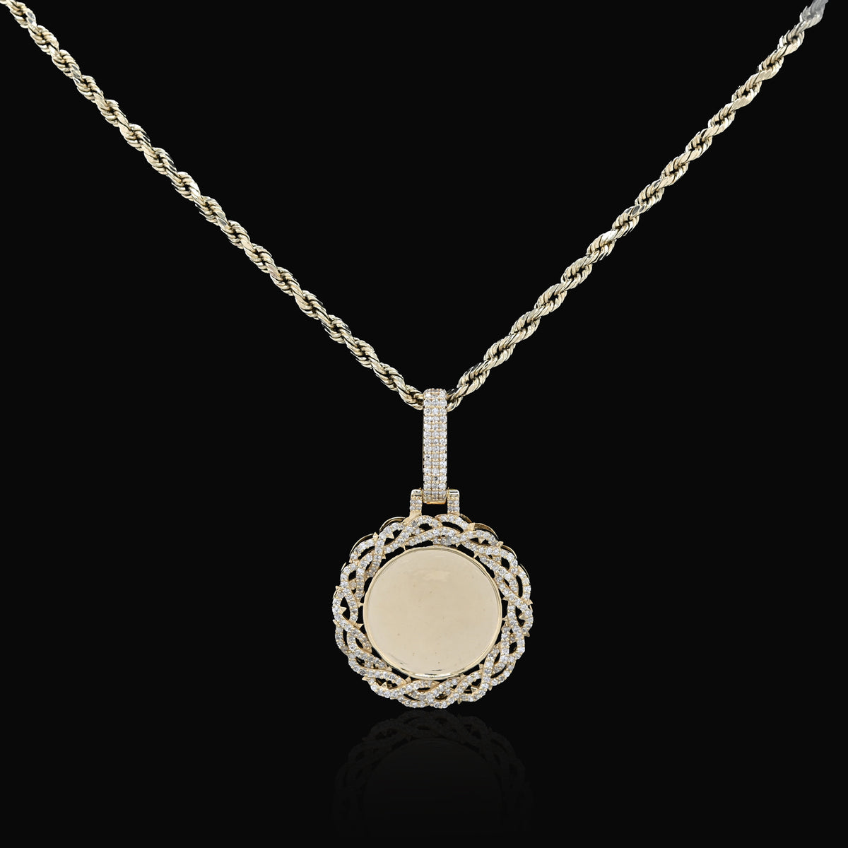 10K yellow Gold 0.50 CT natural Diamond Memory Pendant Picture Men Women Charm — view 6