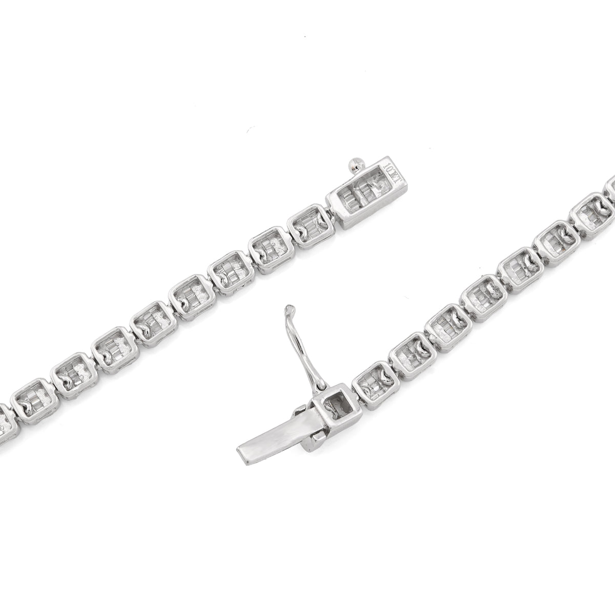 10K White Gold 5.48 CT Round & baguette Natural Diamond Butterfly Tennis Chain 18" Women Necklace 26.5 g — view 6