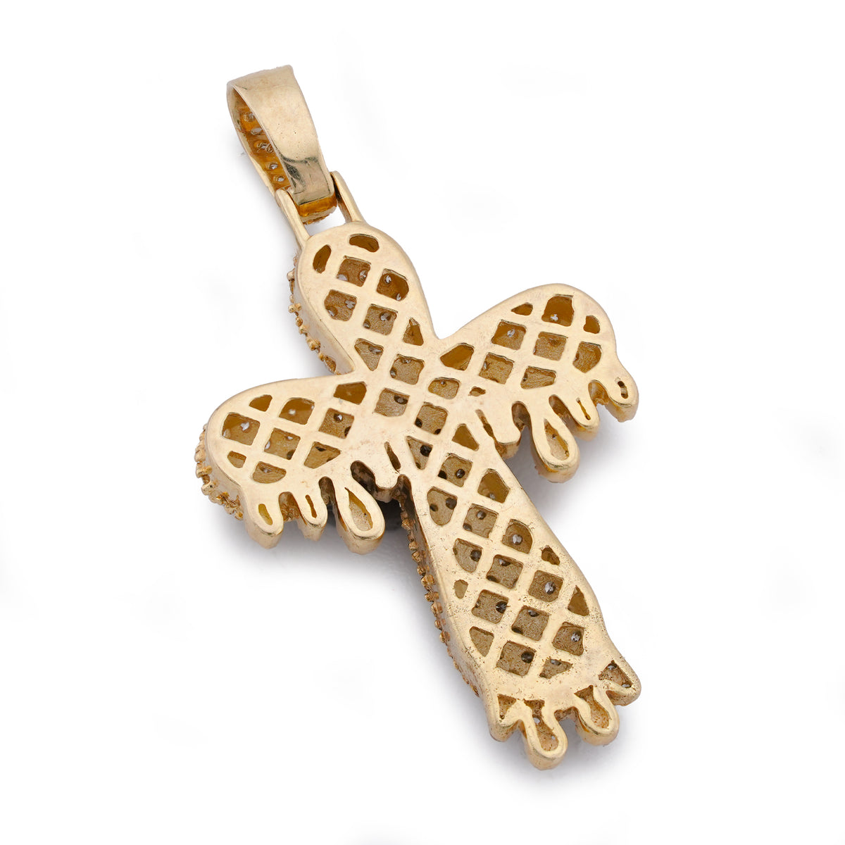 Cross Drip Pendant 10K 3.15ctw Natural Diamond Pendant Mens Womens Charm