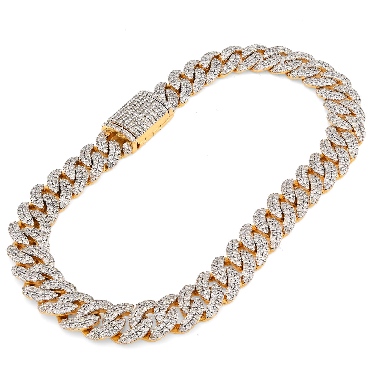 10K Yellow Gold 4.6CT Natural Diamond 8MM Round Cuban Link Bracelet 8" Bracelet Men 25.8g — view 3