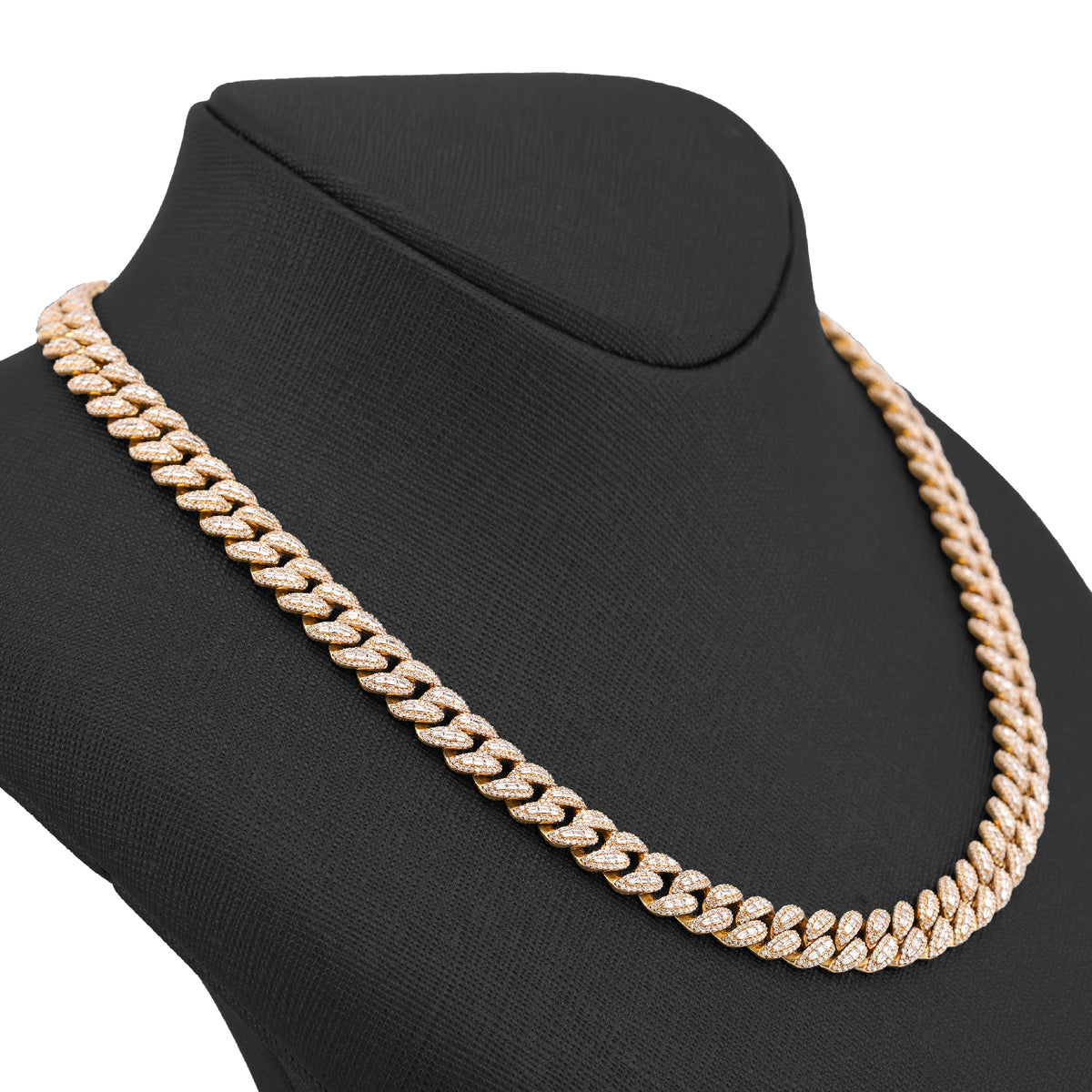 10K Yellow Gold 10.22CT Natural Round/Baguette Diamond 8MM Cuban Link Chain 22" Men Women Necklace — view 3